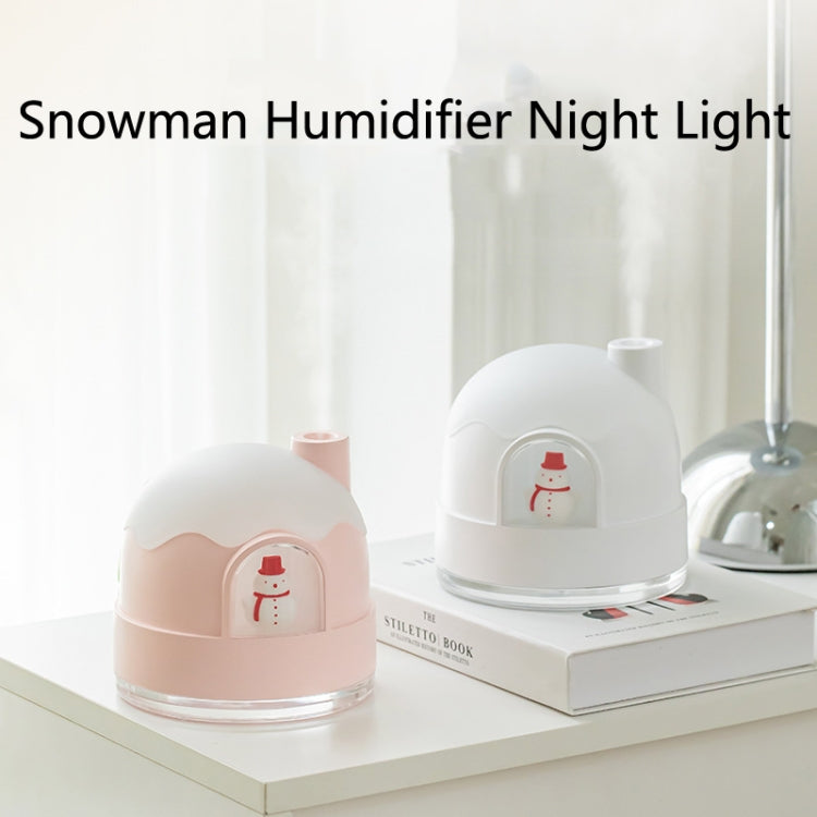 ZAY-H006 Charge Snowman Humidifier Night Light USB Mute Cute Desktop Air Mini Atomizer Air Humidifier(White)