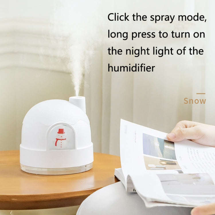 ZAY-H006 Charge Snowman Humidifier Night Light USB Mute Cute Desktop Air Mini Atomizer Air Humidifier(White)