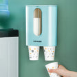 Household Punch-free Wall-mounted Disposable Paper Cup Taker Automatic Water Cup Holder Dispenser(Binocular Blue) - Shelf & Hooks by PMC TechLife | Online Shopping South Africa | PMC TechLife