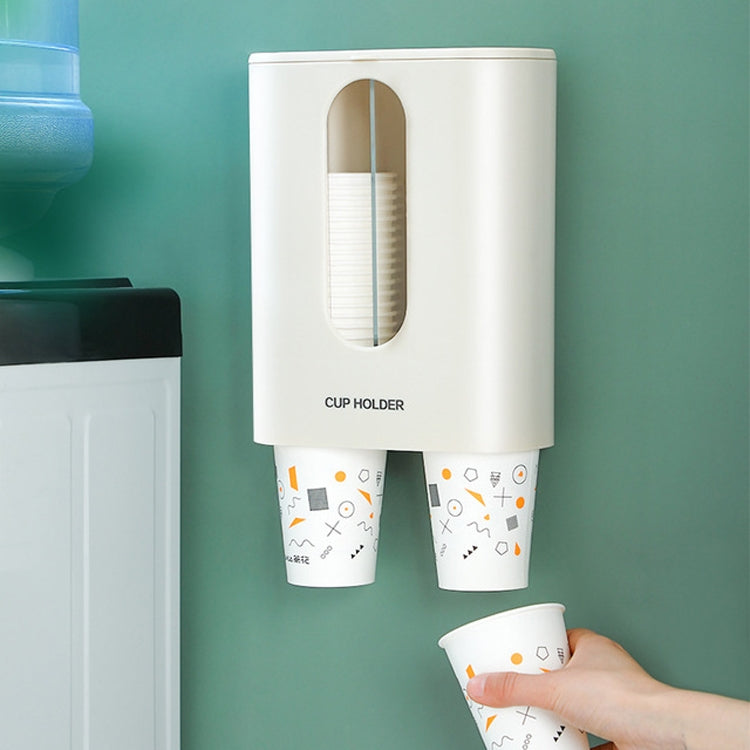 Household Punch-free Wall-mounted Disposable Paper Cup Taker Automatic Water Cup Holder Dispenser(Binocular Blue)