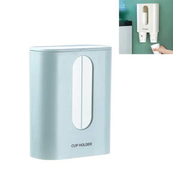 Household Punch-free Wall-mounted Disposable Paper Cup Taker Automatic Water Cup Holder Dispenser(Binocular Blue)