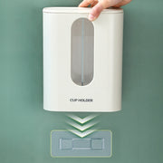 Household Punch-free Wall-mounted Disposable Paper Cup Taker Automatic Water Cup Holder Dispenser(Binocular Blue)