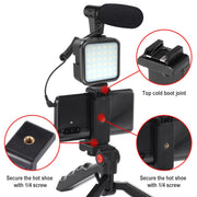KIT-01LM 3 in 1 Video Shooting LED Light Portable Tripod Live Microphone, Specification:USB Charging Model