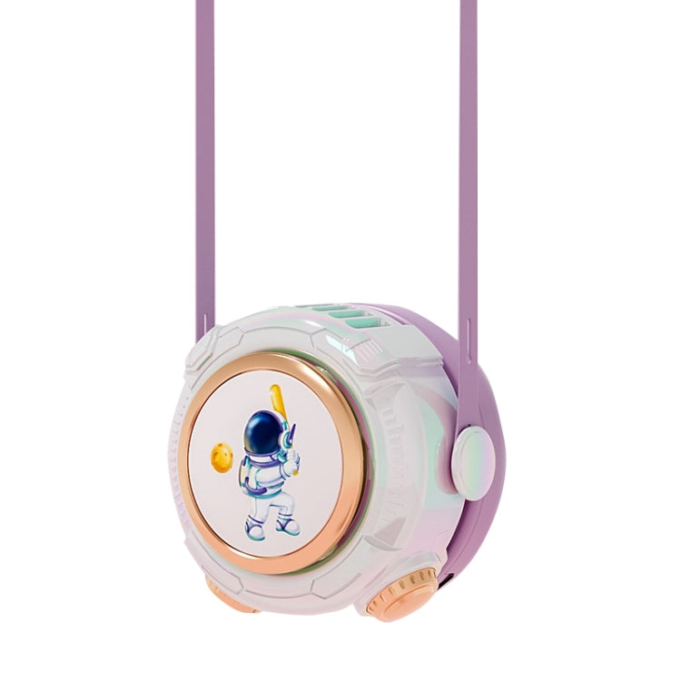 MD666-3 Cartoon Space Capsule Mini Portable Bladeless Hanging Neck Fan(Purple)