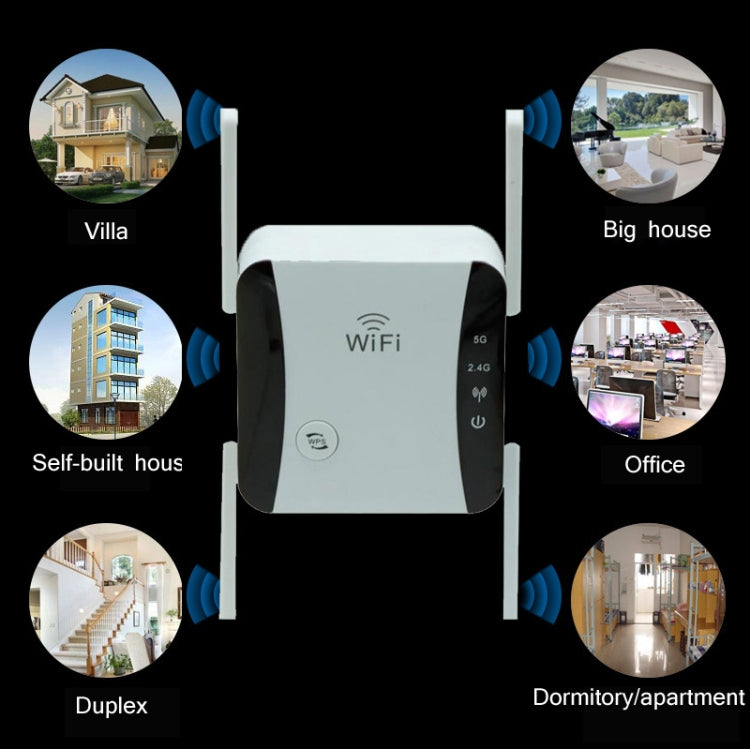 KP1200 1200Mbps Dual Band 5G WIFI Amplifier Wireless Signal Repeater, Specification:AU Plug(White)