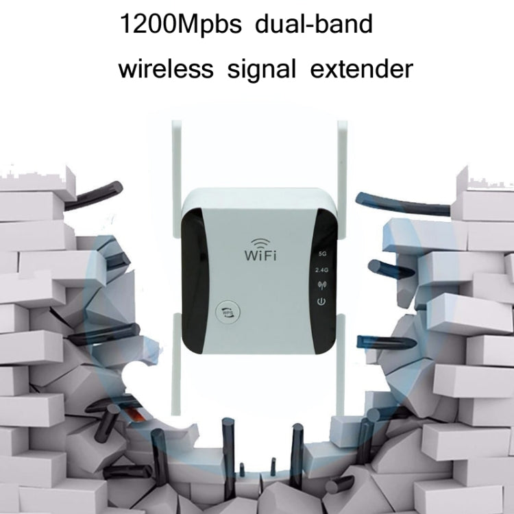 KP1200 1200Mbps Dual Band 5G WIFI Amplifier Wireless Signal Repeater, Specification:AU Plug(White)