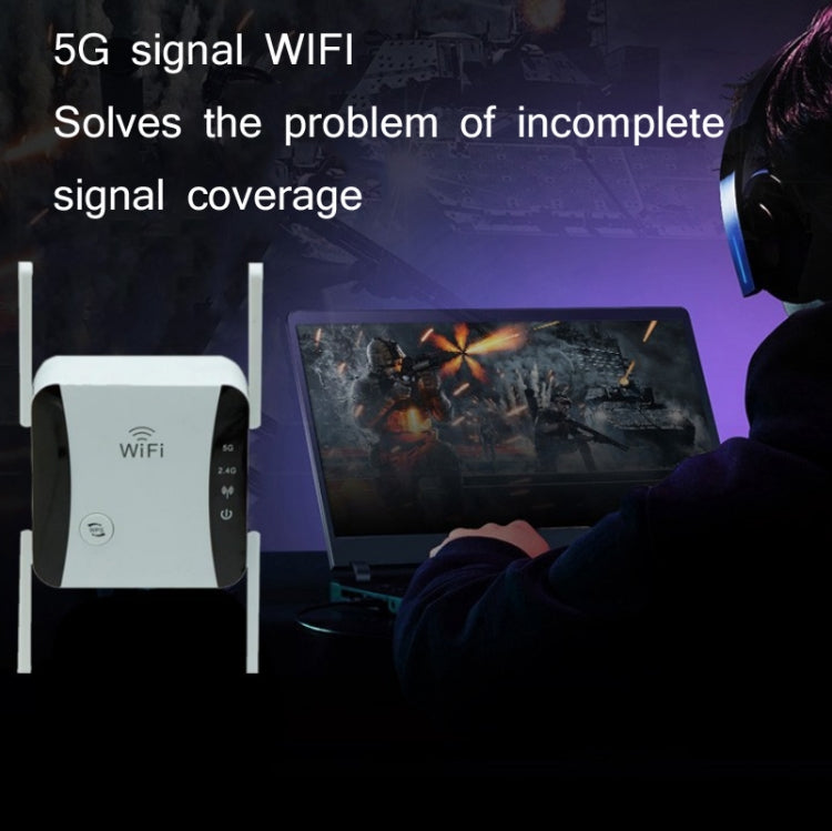 KP1200 1200Mbps Dual Band 5G WIFI Amplifier Wireless Signal Repeater, Specification:AU Plug(White)