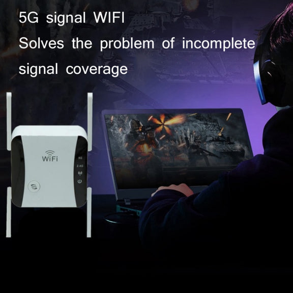 KP1200 1200Mbps Dual Band 5G WIFI Amplifier Wireless Signal Repeater, Specification:UK Plug(White)