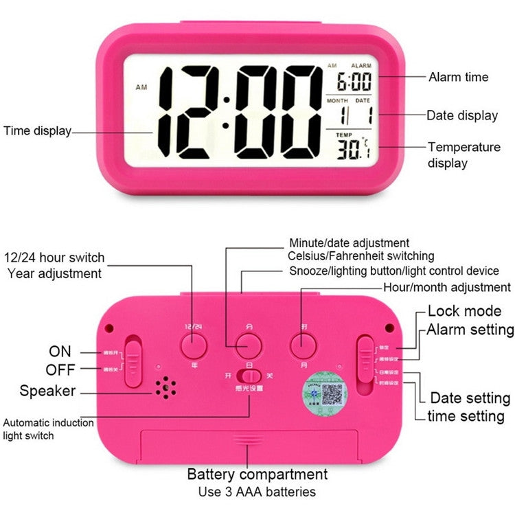 Temperature Type Lazy Snooze Alarm Mute Backlit Electronic Clock(Green)