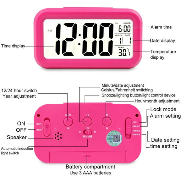 Temperature Type Lazy Snooze Alarm Mute Backlit Electronic Clock(Green)
