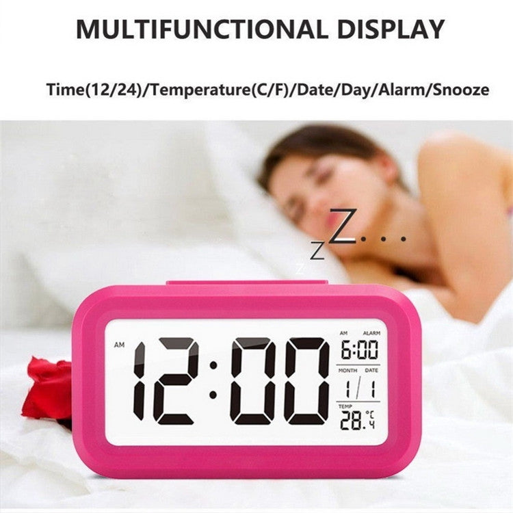 Temperature Type Lazy Snooze Alarm Mute Backlit Electronic Clock(Rose Red)