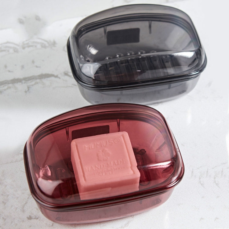 Bathroom Soap Box Transparent With Lid Drain Seal Travel Portable Double Layer Laundry Soap Box(Gray)