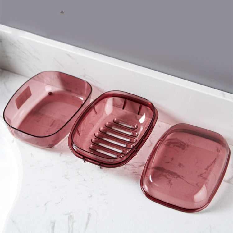 Bathroom Soap Box Transparent With Lid Drain Seal Travel Portable Double Layer Laundry Soap Box(Gray)