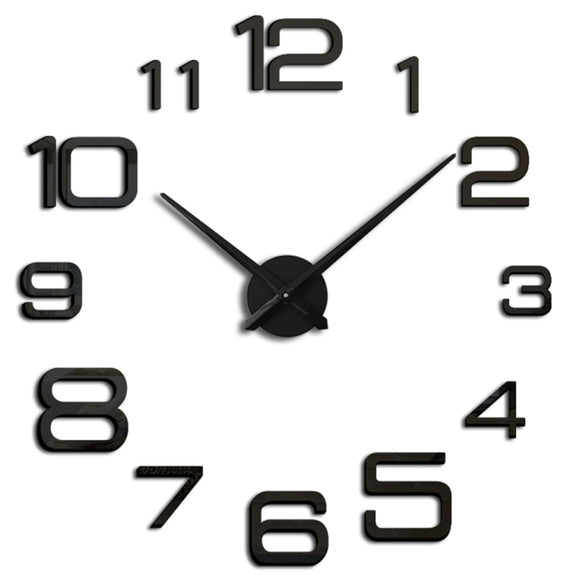Acrylic Digital Wall Clock Home Living Room Wall Sticker Clock(Black)