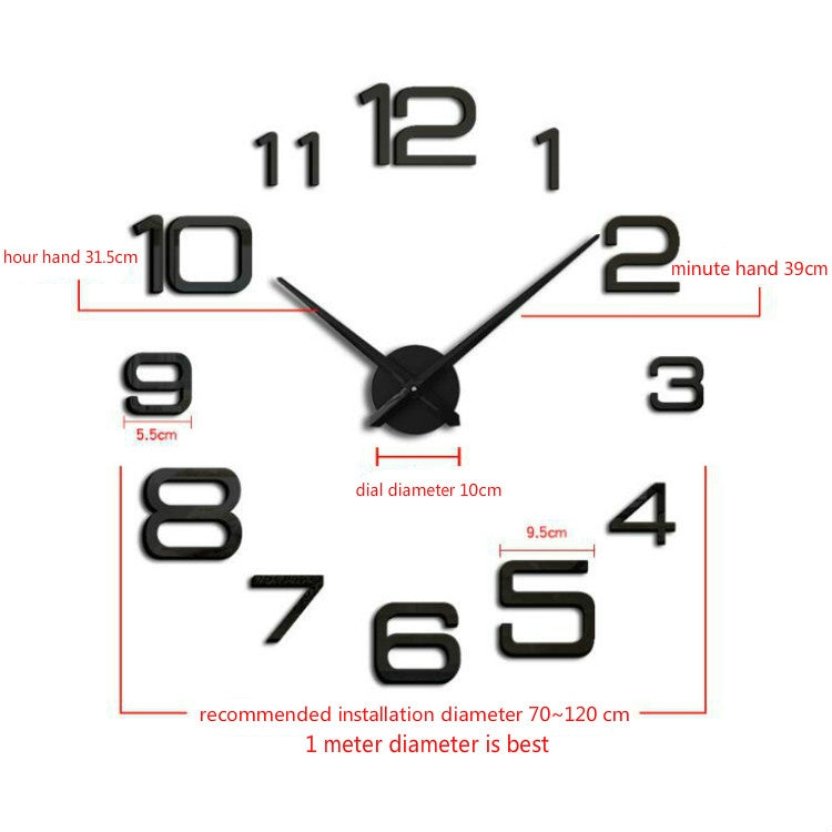 Acrylic Digital Wall Clock Home Living Room Wall Sticker Clock(Gold)