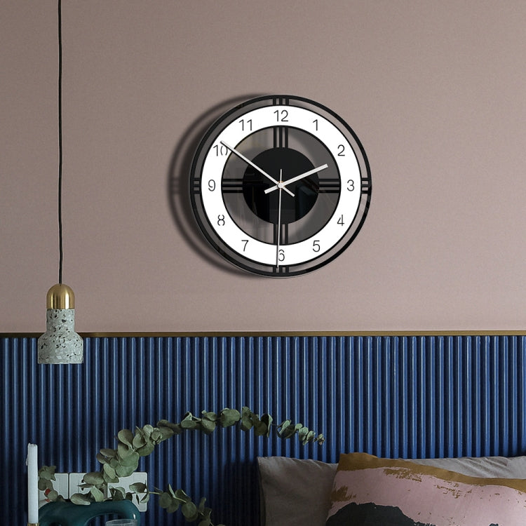 Home Decoration Round Creative Wall Clock Living Room Bedroom Transparent Acrylic Retro Clock(Black)