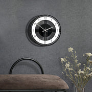 Home Decoration Round Creative Wall Clock Living Room Bedroom Transparent Acrylic Retro Clock(Black)