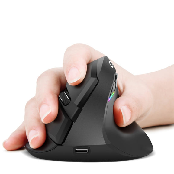 DELUX M618Mini Colorful Wireless Luminous Vertical Mouse Bluetooth Rechargeable Vertical Mouse(Elegant black)