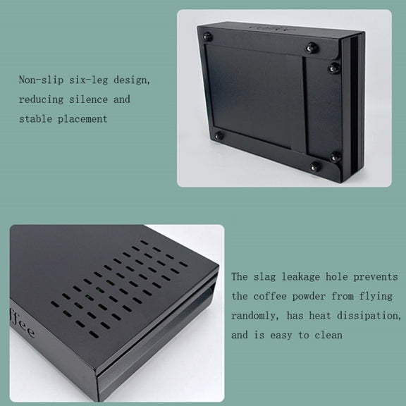 Stainless Steel Drawer Type Coffee Grounds Box Coffee Machine Supporting Equipment(Black)