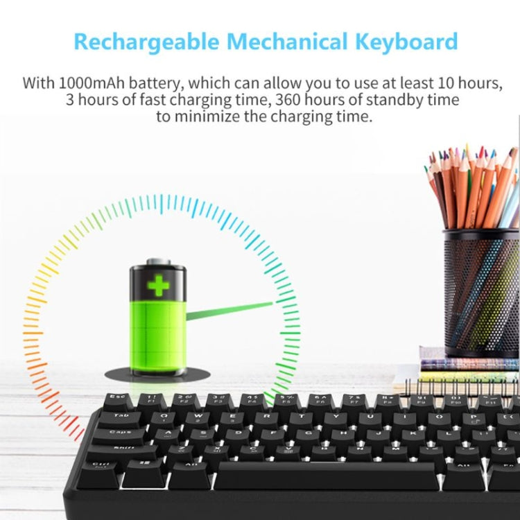 Ajazz K680T Mini USB Wired Dual-mode Charging 68-keys Laptop Bluetooth Mechanical Keyboard, Cable Length: 1.6m, Style:Green Shaft(Black)