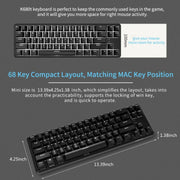 Ajazz K680T Mini USB Wired Dual-mode Charging 68-keys Laptop Bluetooth Mechanical Keyboard, Cable Length: 1.6m, Style:Green Shaft(Black)