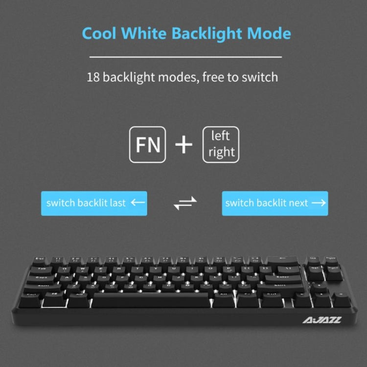Ajazz K680T Mini USB Wired Dual-mode Charging 68-keys Laptop Bluetooth Mechanical Keyboard, Cable Length: 1.6m, Style:Black Shaft(Black)