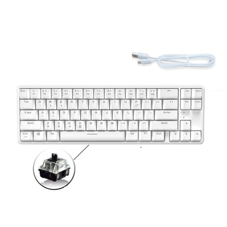 Ajazz K680T Mini USB Wired Dual-mode Charging 68-keys Laptop Bluetooth Mechanical Keyboard, Cable Length: 1.6m, Style:Black Shaft(White)