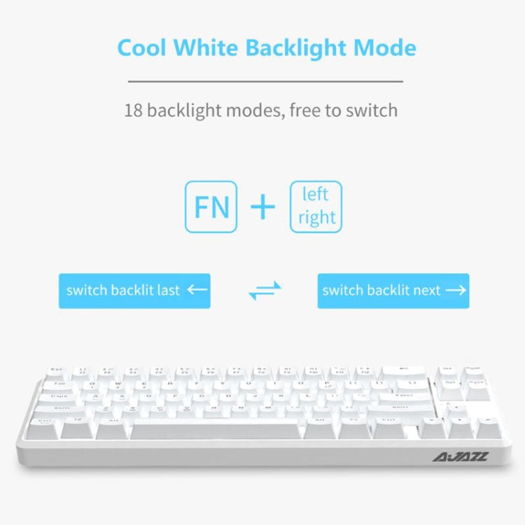 Ajazz K680T Mini USB Wired Dual-mode Charging 68-keys Laptop Bluetooth Mechanical Keyboard, Cable Length: 1.6m, Style:Black Shaft(White)
