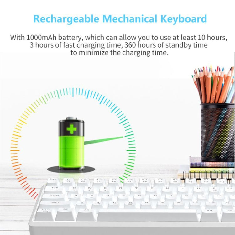 Ajazz K680T Mini USB Wired Dual-mode Charging 68-keys Laptop Bluetooth Mechanical Keyboard, Cable Length: 1.6m, Style:Black Shaft(White)