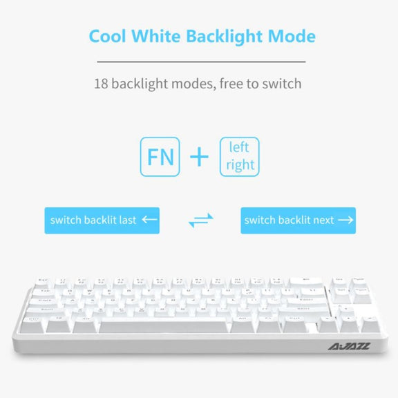 Ajazz K680T Mini USB Wired Dual-mode Charging 68-keys Laptop Bluetooth Mechanical Keyboard, Cable Length: 1.6m, Style:Tea Shaft(White)