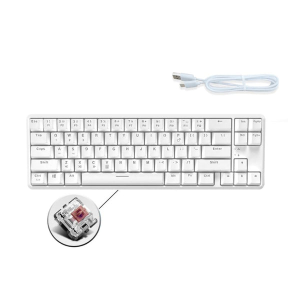 Ajazz K680T Mini USB Wired Dual-mode Charging 68-keys Laptop Bluetooth Mechanical Keyboard, Cable Length: 1.6m, Style:Tea Shaft(White)