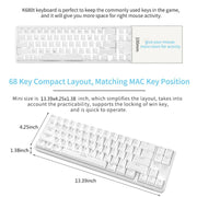 Ajazz K680T Mini USB Wired Dual-mode Charging 68-keys Laptop Bluetooth Mechanical Keyboard, Cable Length: 1.6m, Style:Tea Shaft(White)