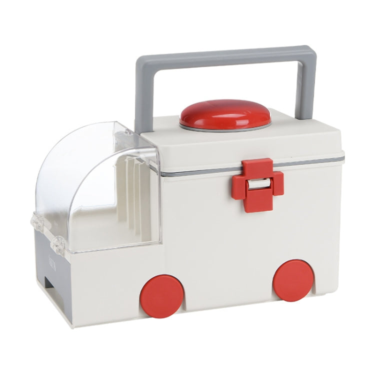 Ambulance First Aid Box Family Medicine Box Household Large Double-layer Medicine Box(White)