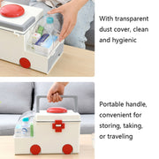Ambulance First Aid Box Family Medicine Box Household Large Double-layer Medicine Box(White)