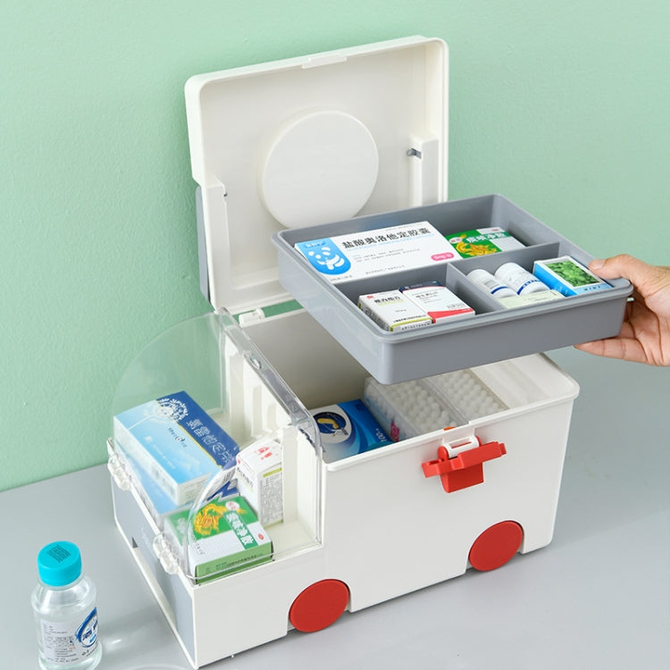 Ambulance First Aid Box Family Medicine Box Household Large Double-layer Medicine Box(Green)