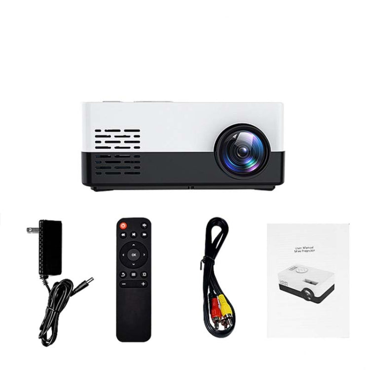S261/J16 Home Mini HD 1080P Portable LED Projector, Support TF Card / AV / U Disk, Plug Specification:EU Plug(White Black)