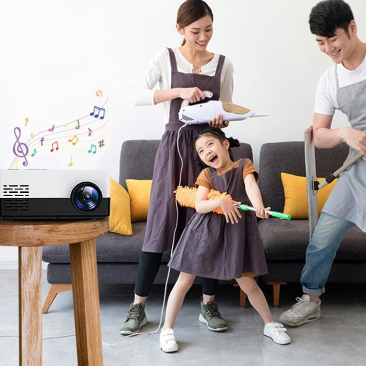 S261/J16 Home Mini HD 1080P Portable LED Projector, Support TF Card / AV / U Disk, Plug Specification:EU Plug(White Black)