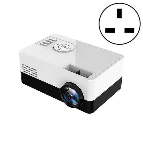 S261/J16 Home Mini HD 1080P Portable LED Projector, Support TF Card / AV / U Disk, Plug Specification:UK Plug(White Black)