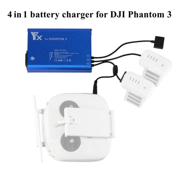4 in 1 Parallel Power Hub Intelligent Battery Controller Charger for DJI Phantom 3 Standard SE FPV Drone, Plug Type:UK Plug