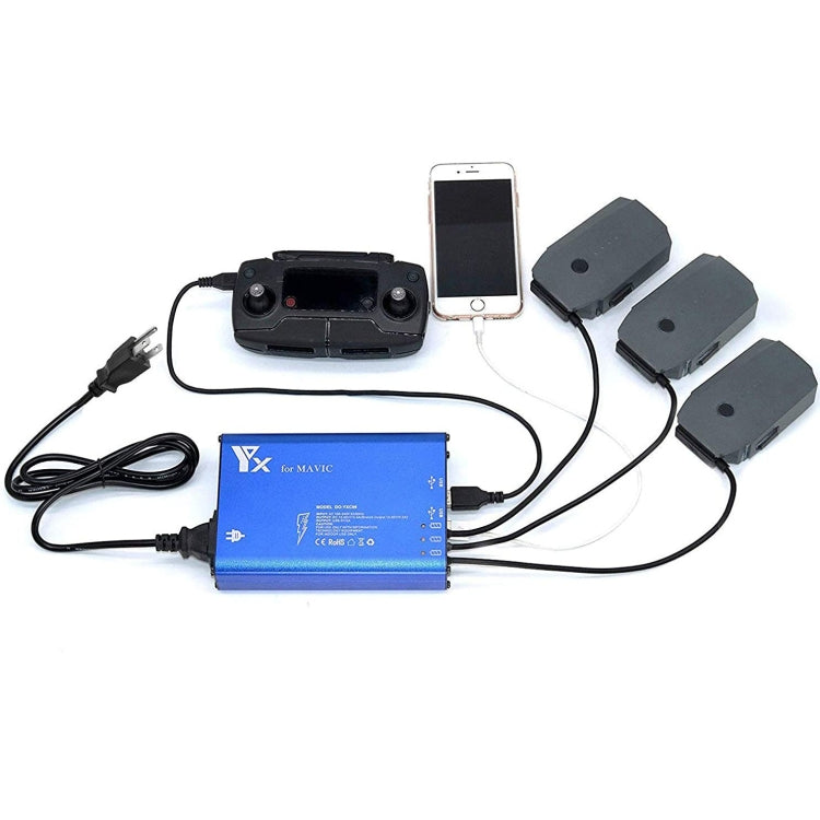 For DJI MAVIC Pro Aluminum Alloy 5 in 1 Hub Intelligent Battery Controller Charger, Plug Type:US Plug