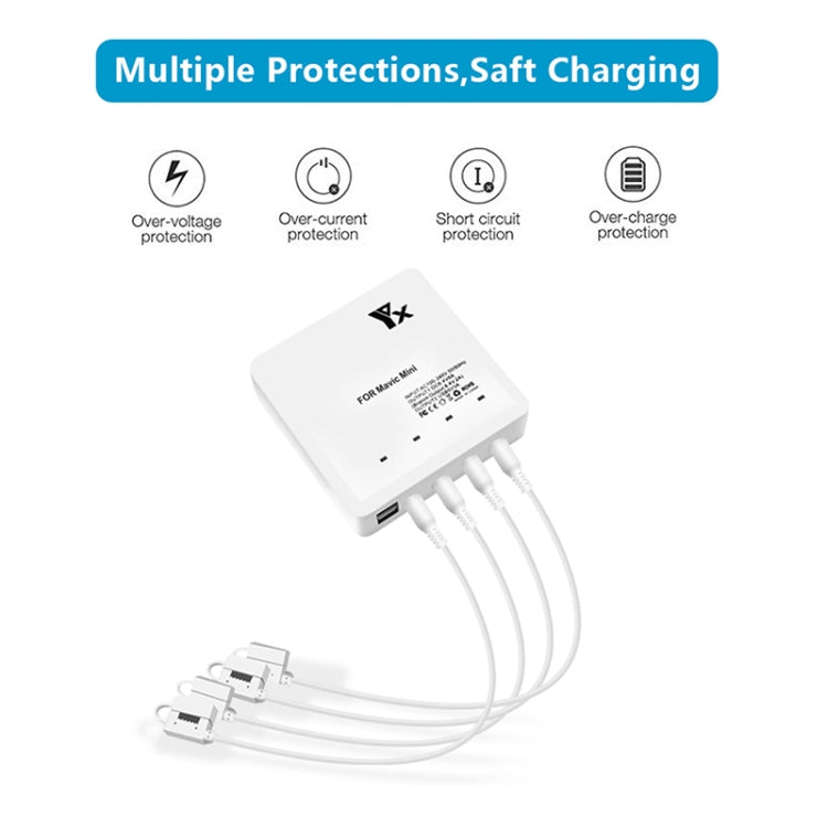 For DJI Mavic Mini Charger Battery USB 6 in 1 Hub Intelligent Battery Controller Charger, Plug Type:EU Plug