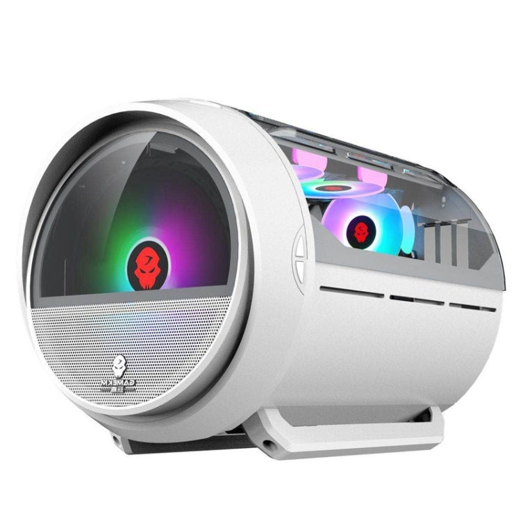 GAMEKM Genki Bomb Personality Gaming Internet Cafe Side Through Gaming Case USB 3.0 Water-cooled Desktop Computer Case(White)