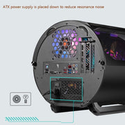 GAMEKM Genki Bomb Personality Gaming Internet Cafe Side Through Gaming Case USB 3.0 Water-cooled Desktop Computer Case(Pink)