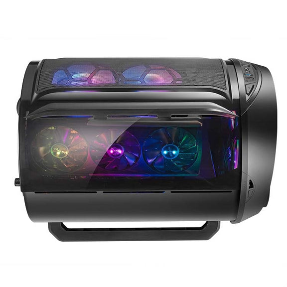 GAMEKM Genki Bomb Personality Gaming Internet Cafe Side Through Gaming Case USB 3.0 Water-cooled Desktop Computer Case(Black)