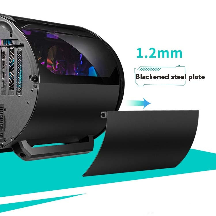 GAMEKM Genki Bomb Personality Gaming Internet Cafe Side Through Gaming Case USB 3.0 Water-cooled Desktop Computer Case(Black)