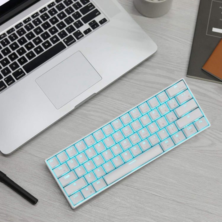 RK61 61 Keys Bluetooth / 2.4G Wireless / USB Wired Three Modes Tablet Mobile Gaming Mechanical Keyboard, Cable Length: 1.5m, Style:Tea Shaft(White)