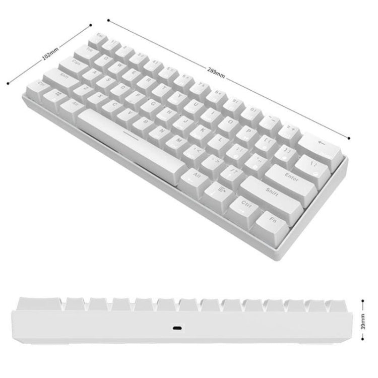 RK61 61 Keys Bluetooth / 2.4G Wireless / USB Wired Three Modes Tablet Mobile Gaming Mechanical Keyboard, Cable Length: 1.5m, Style:Tea Shaft(White)