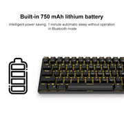 RK61 61 Keys Bluetooth / 2.4G Wireless / USB Wired Three Modes Tablet Mobile Gaming Mechanical Keyboard, Cable Length: 1.5m, Style:Tea Shaft(White)