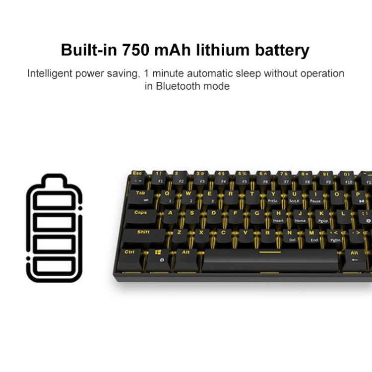 RK61 61 Keys Bluetooth / 2.4G Wireless / USB Wired Three Modes Tablet Mobile Gaming Mechanical Keyboard, Cable Length: 1.5m, Style:Tea Shaft(White)
