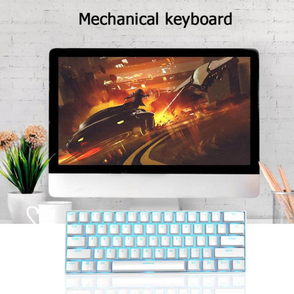 RK61 61 Keys Bluetooth / 2.4G Wireless / USB Wired Three Modes Tablet Mobile Gaming Mechanical Keyboard, Cable Length: 1.5m, Style:Tea Shaft(White)